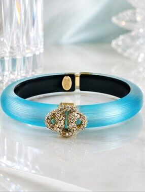 Alexis Bittar Aqua Lucite Crystal Knot Bangle